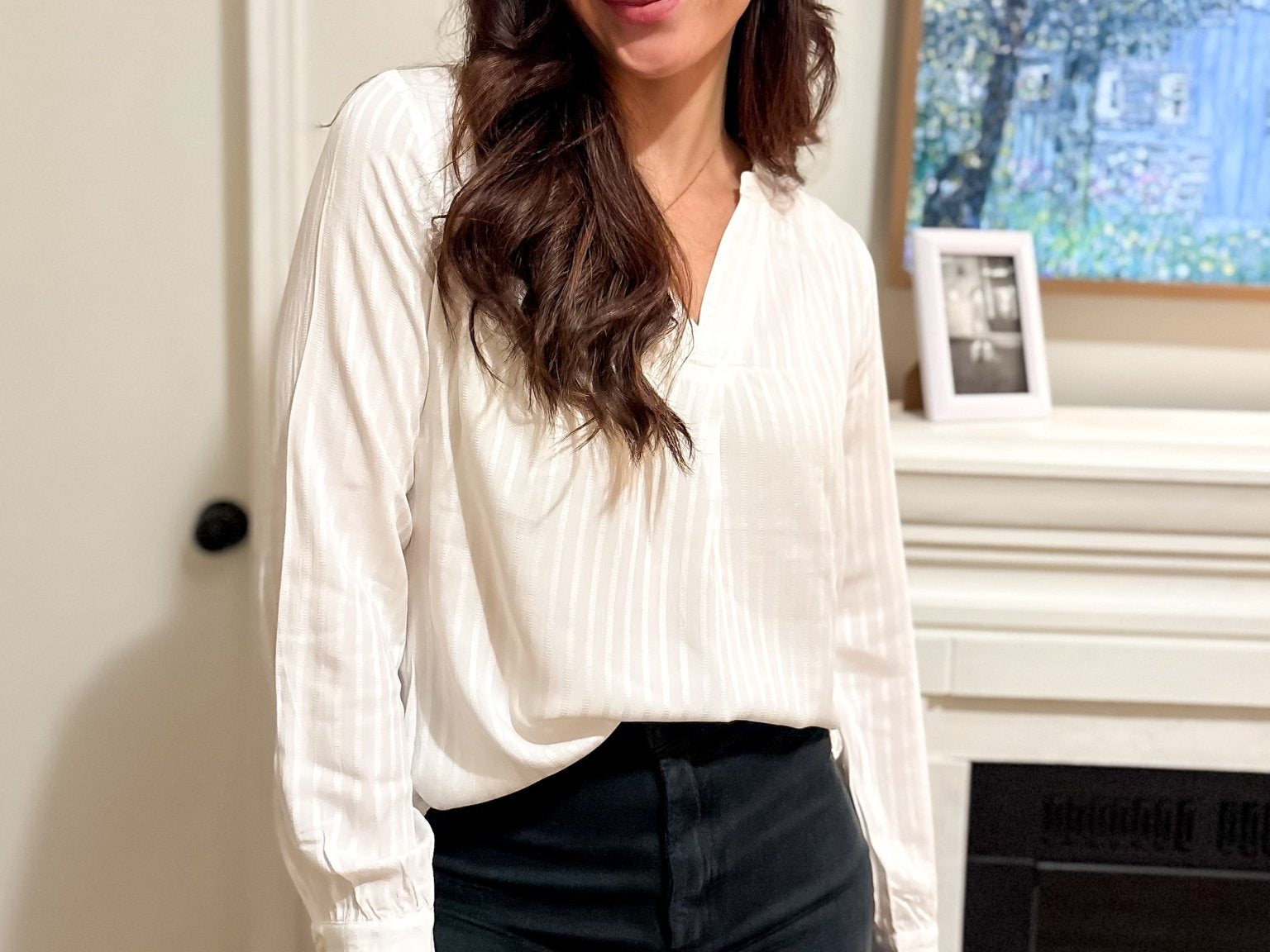 The Mae Long Sleeve Pleated V - Shape Opening Textured Blouse - Love and Lee Apparel
