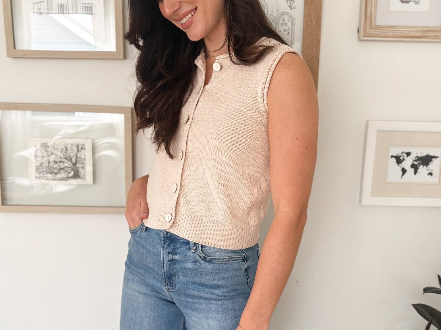 The Dakota Raw Edge Button Down Knit Cardigan Vest Top - Love and Lee Apparel