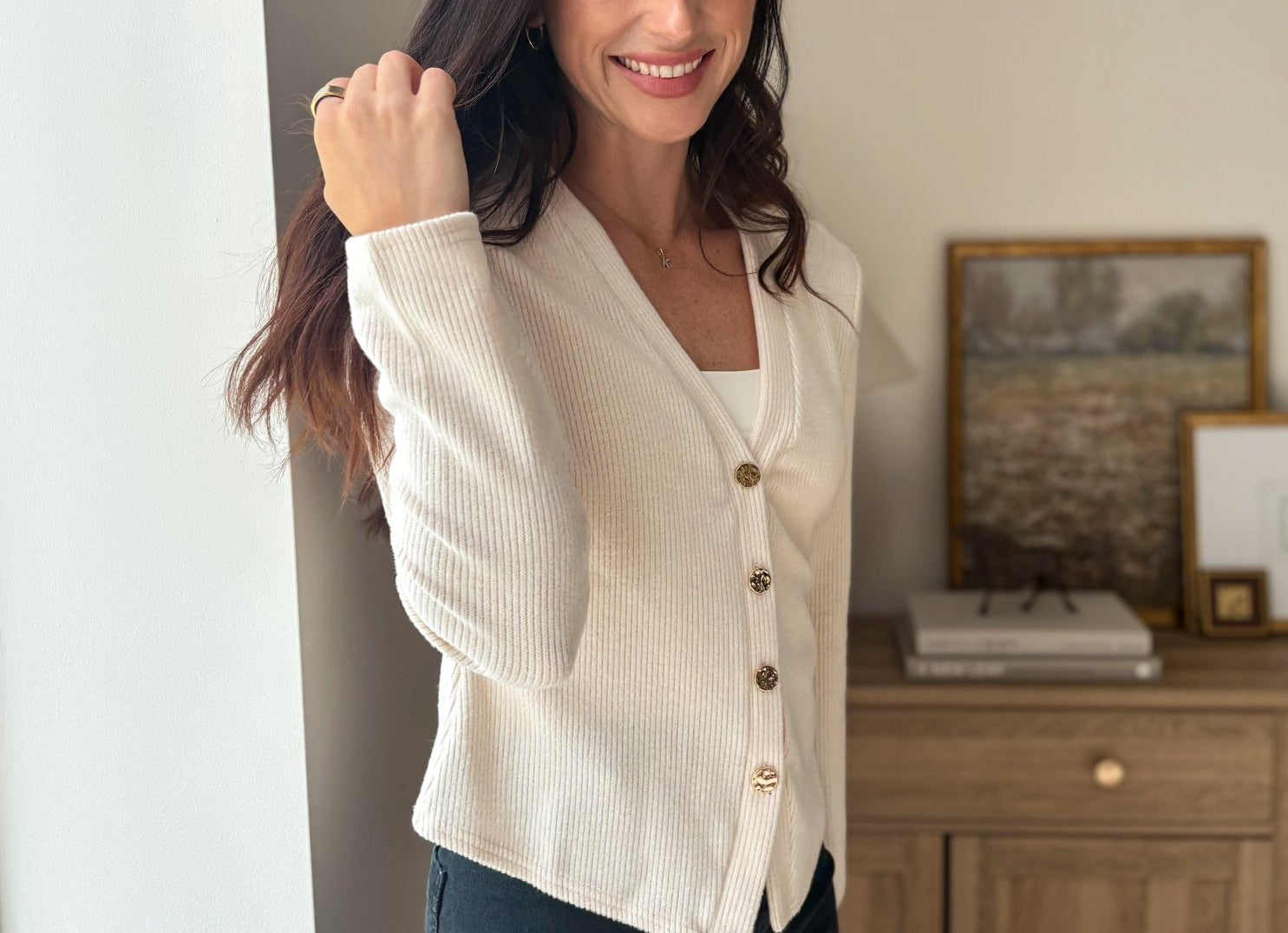 The Cork & Candle Soft Ribbed V-Neck Cardigan - Love and Lee Apparel