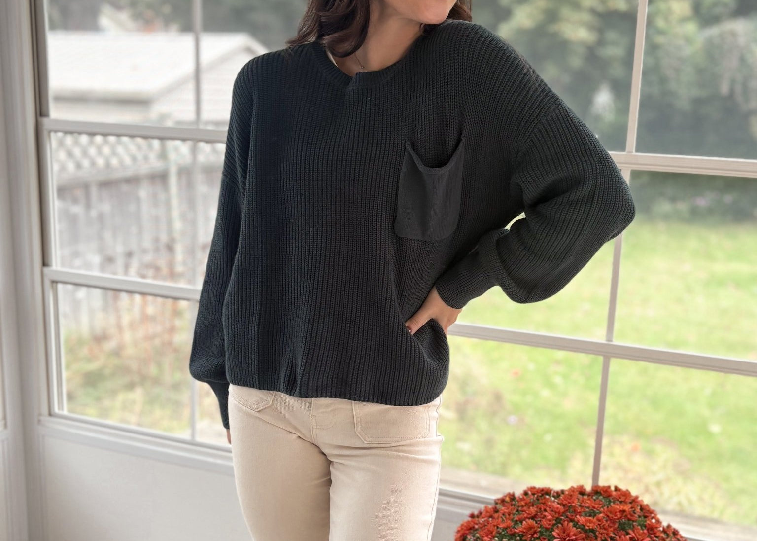 The Autumn Evergreen Raw Edge Cropped Knit Sweater - Love and Lee Apparel