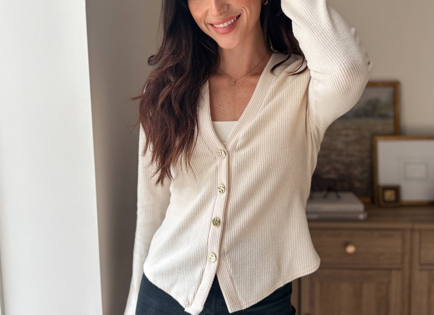 The Cork & Candle Soft Ribbed V-Neck Cardigan - Love and Lee Apparel