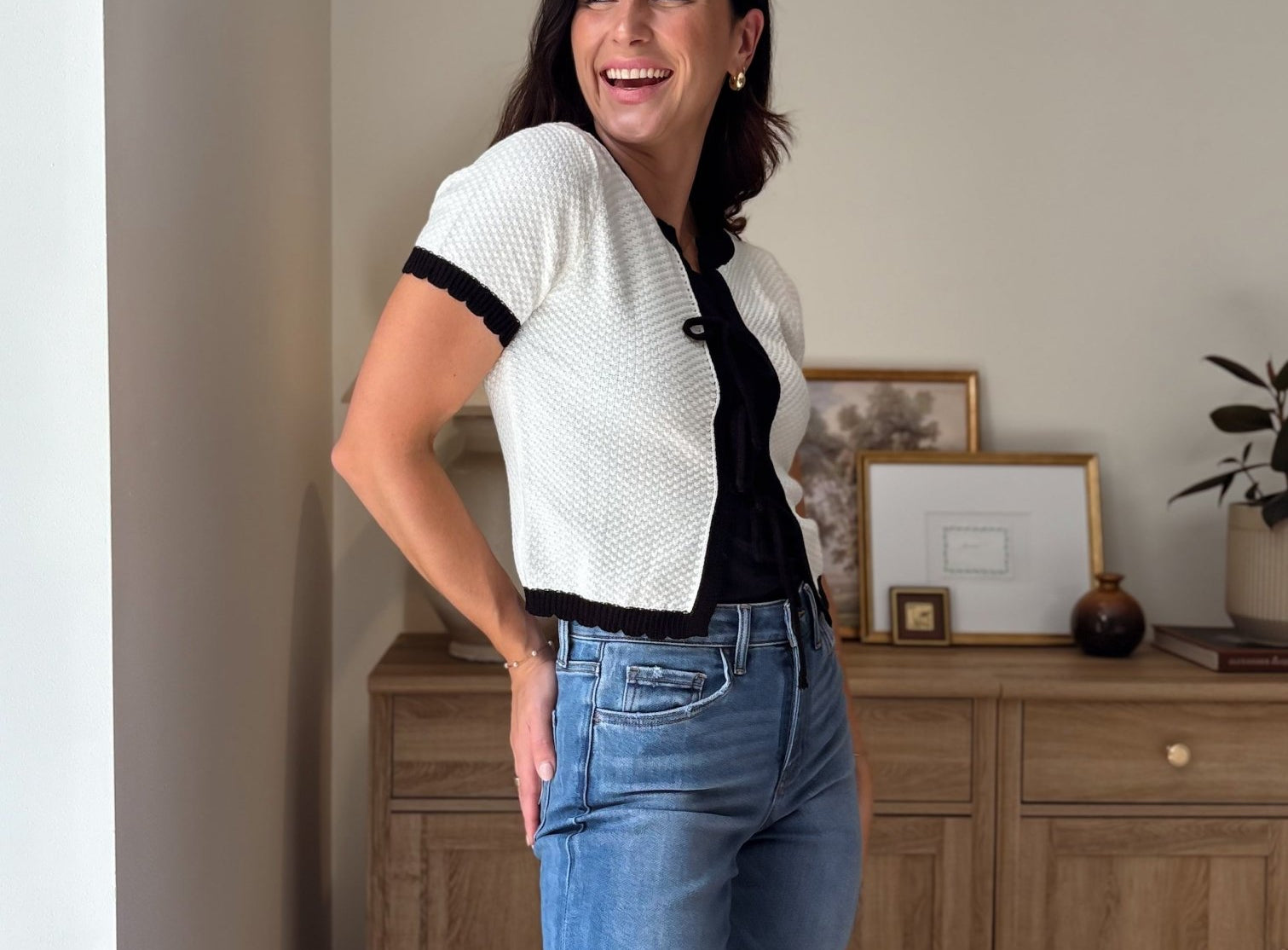 Gwen Tie Up Short Sleeve Cardigan - Love and Lee Apparel