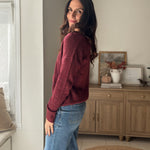 The 'Elanora' Long Sleeve V-Neck Pullover Knit in Cabernet - Love and Lee Apparel