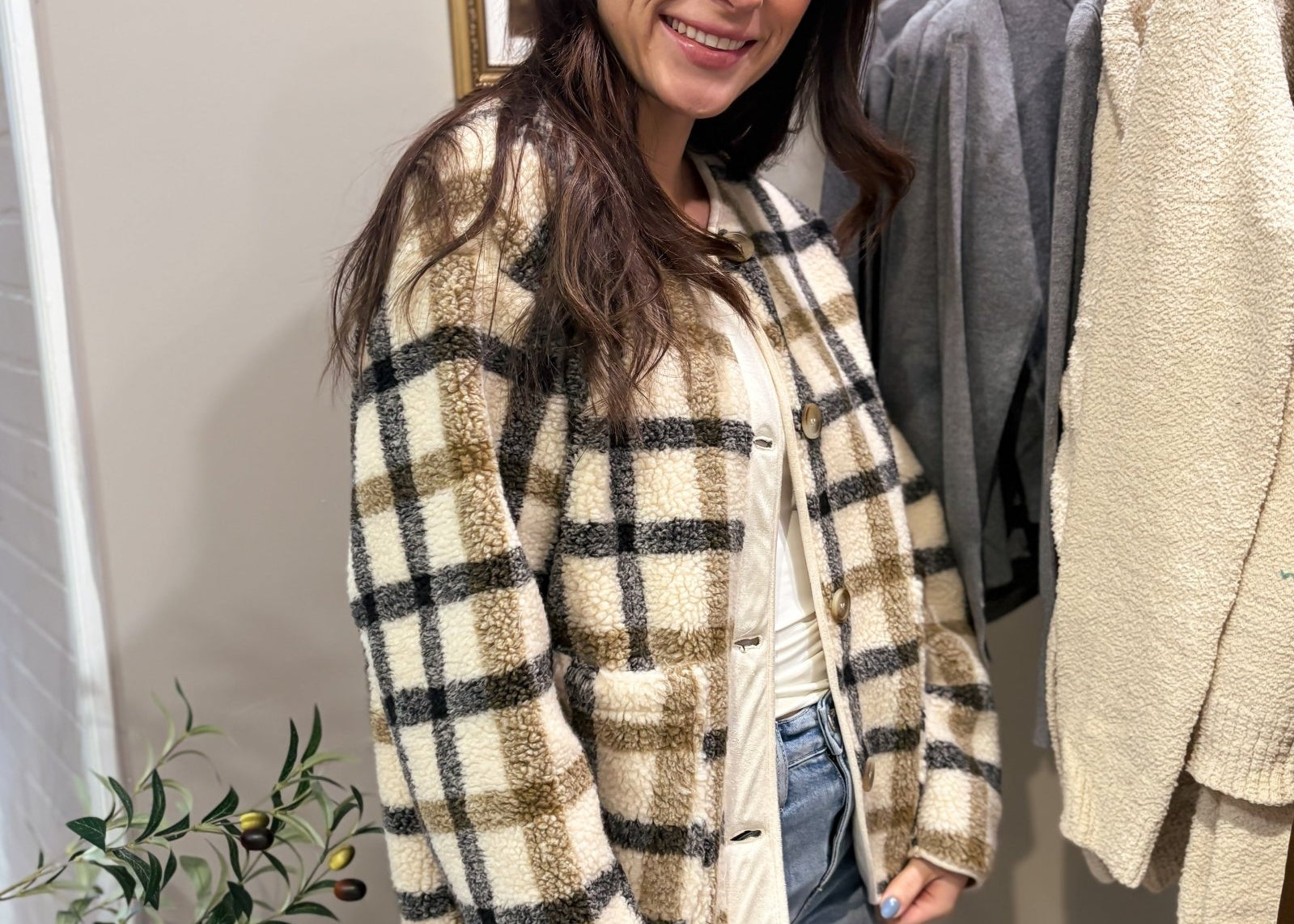The Sabrina Plaid Button Down Teddy Jacket - Love and Lee Apparel