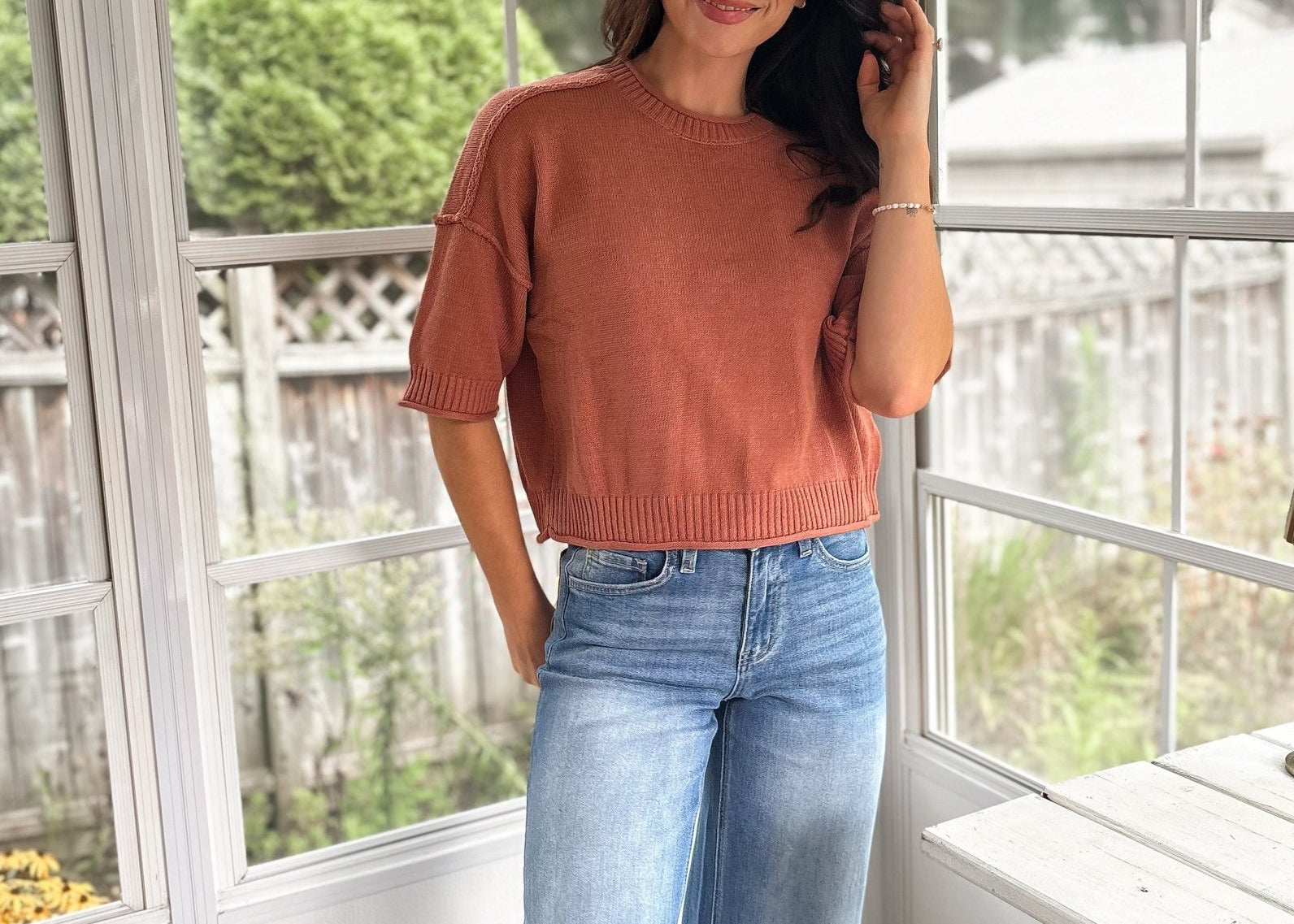 The Delilah Exposed Seam Drop Shoulder Short Sleeve Pullover - Love and Lee Apparel