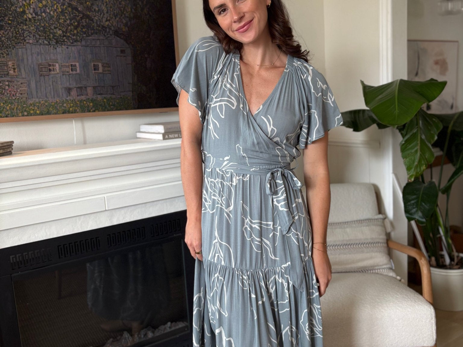 The Avalon Print V - Neck Belted Maxi Dress - Love and Lee Apparel