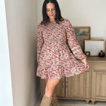 The Early Harvest Lace Trim Smocking Printed Mini Dress - Love and Lee Apparel