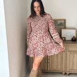 The Early Harvest Lace Trim Smocking Printed Mini Dress - Love and Lee Apparel