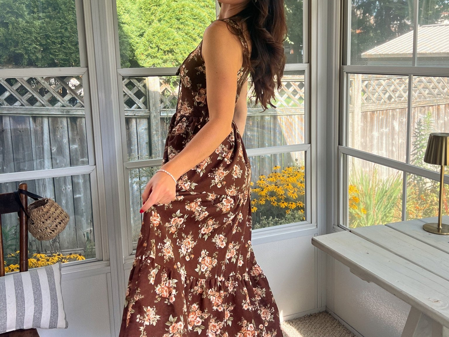 Sloan Floral Front Lace Up Corset Sleeveless Midi Dress - Love and Lee Apparel