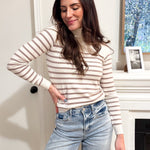 The Joanna Long Sleeve Turtle Neck Striped Knit Top - Love and Lee Apparel