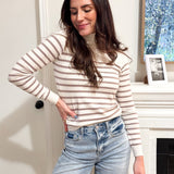 The Joanna Long Sleeve Turtle Neck Striped Knit Top - Love and Lee Apparel