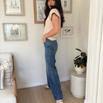The Rae High Rise Dark Wash Clean Cut Raw Hem Wide Jeans - Love and Lee Apparel