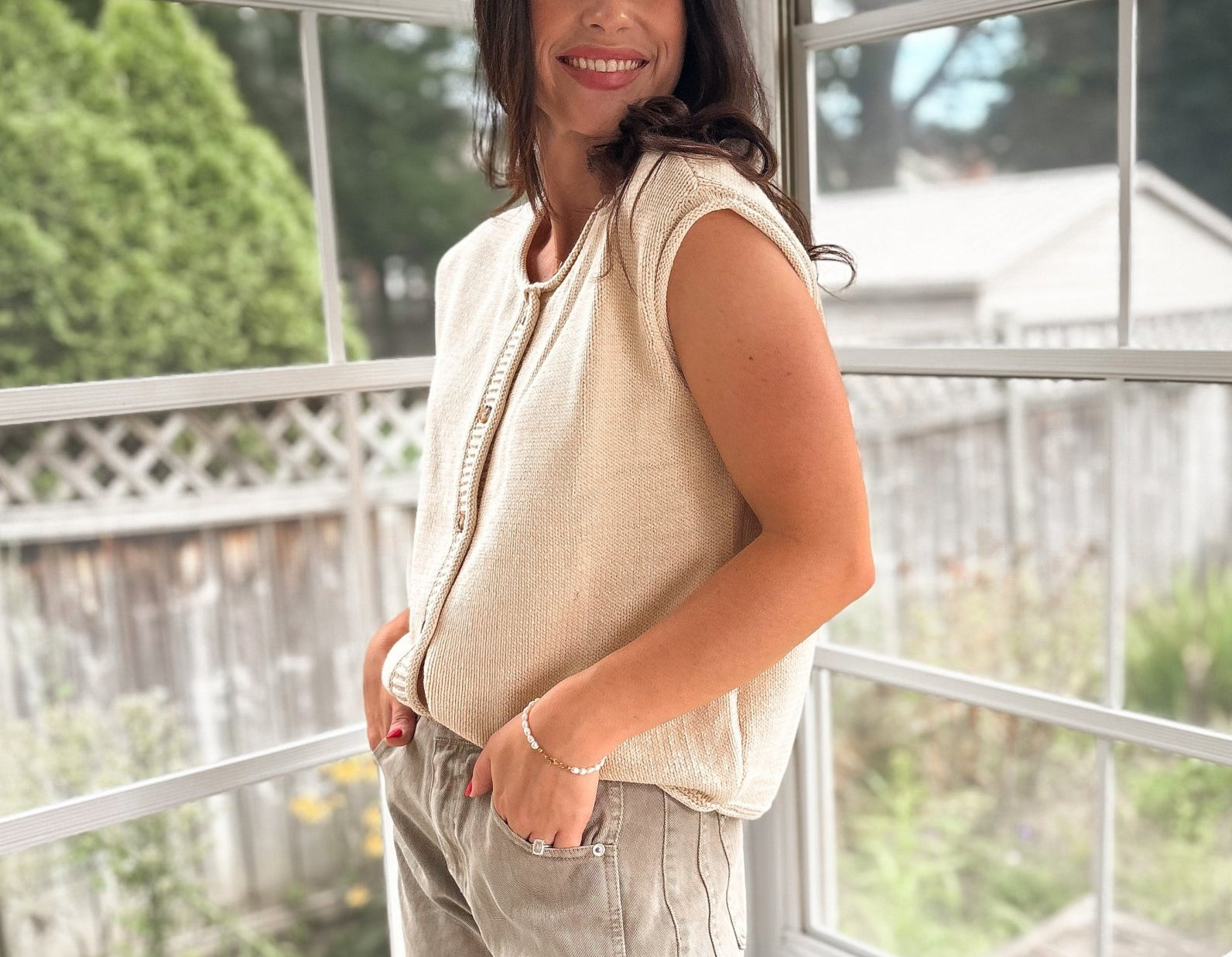 The Sybel Raw Edge Sleeveless Button Down Knit Cardigan - Love and Lee Apparel