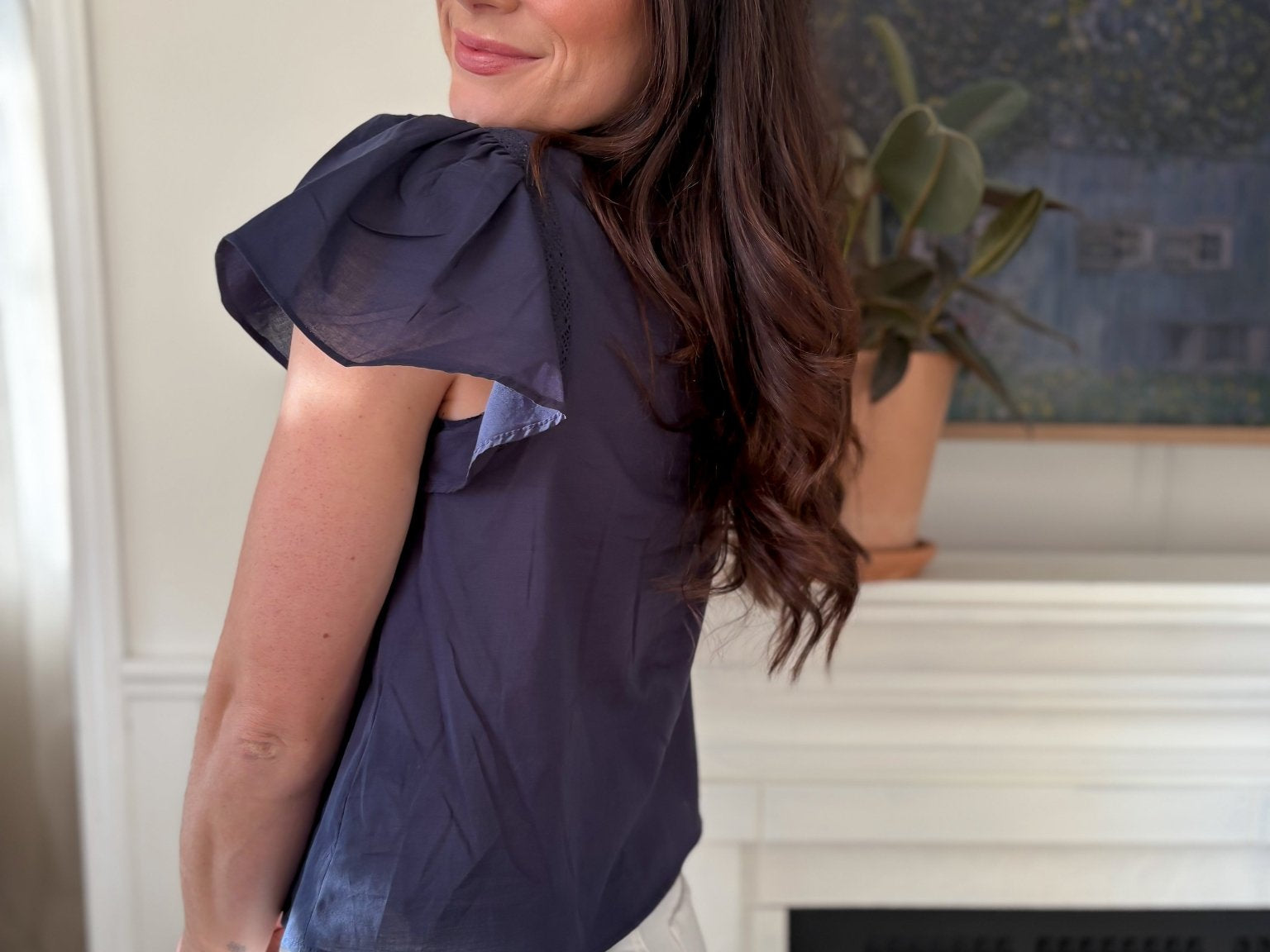 The Cosette Pintuck Lace Yoke Ruffle Detail Front Tie Blouse - Love and Lee Apparel