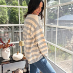 Morning Mist Striped Button Down Boxy Knit Cardigan - Love and Lee Apparel