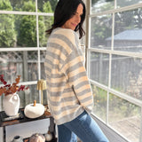 Morning Mist Striped Button Down Boxy Knit Cardigan - Love and Lee Apparel
