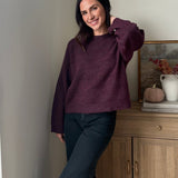 The Mauve Wine Long Sleeve O-Neck Pullover Sweater - Love and Lee Apparel
