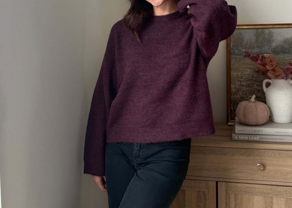 The Mauve Wine Long Sleeve O-Neck Pullover Sweater - Love and Lee Apparel