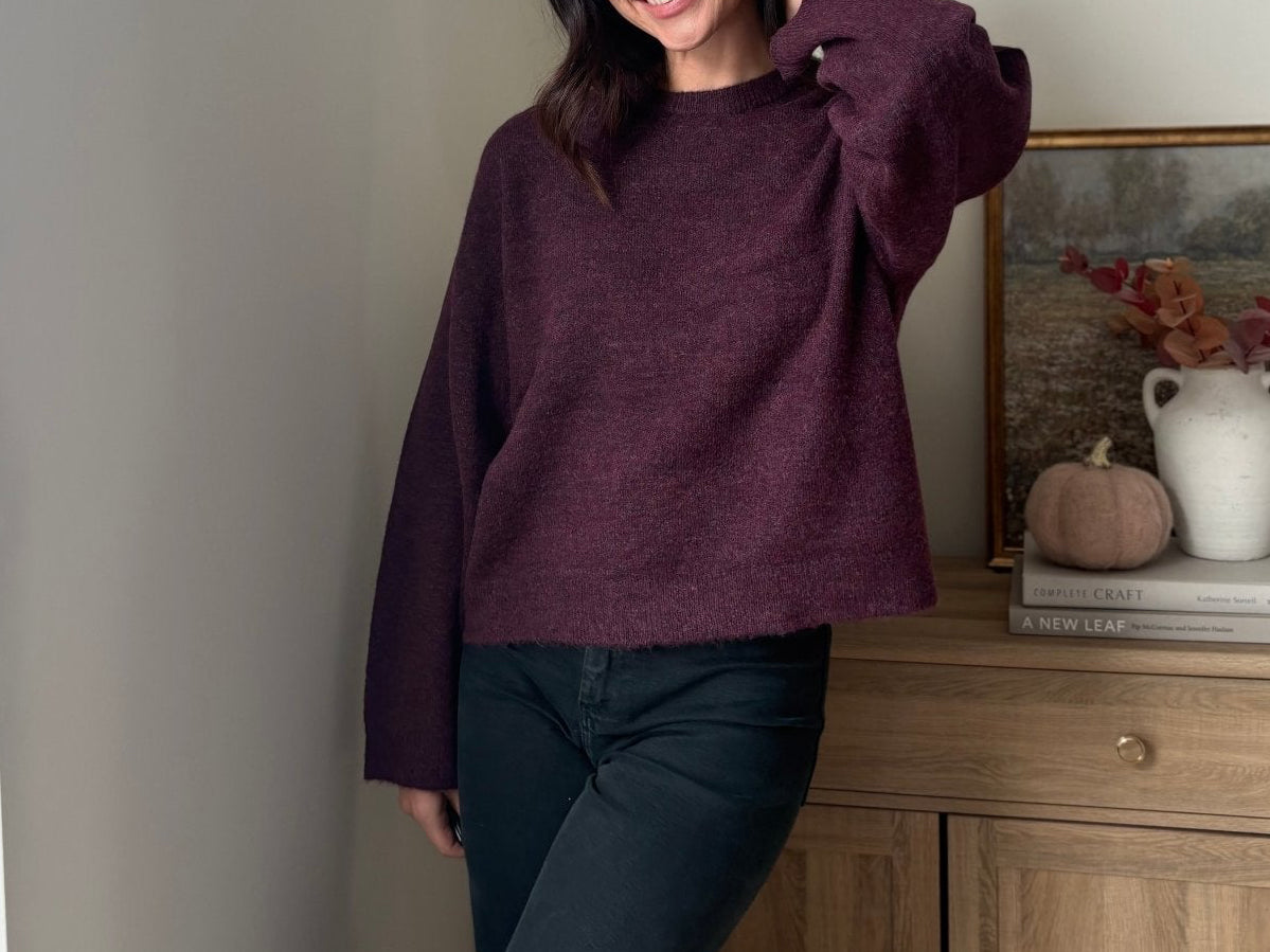 The Mauve Wine Long Sleeve O-Neck Pullover Sweater - Love and Lee Apparel