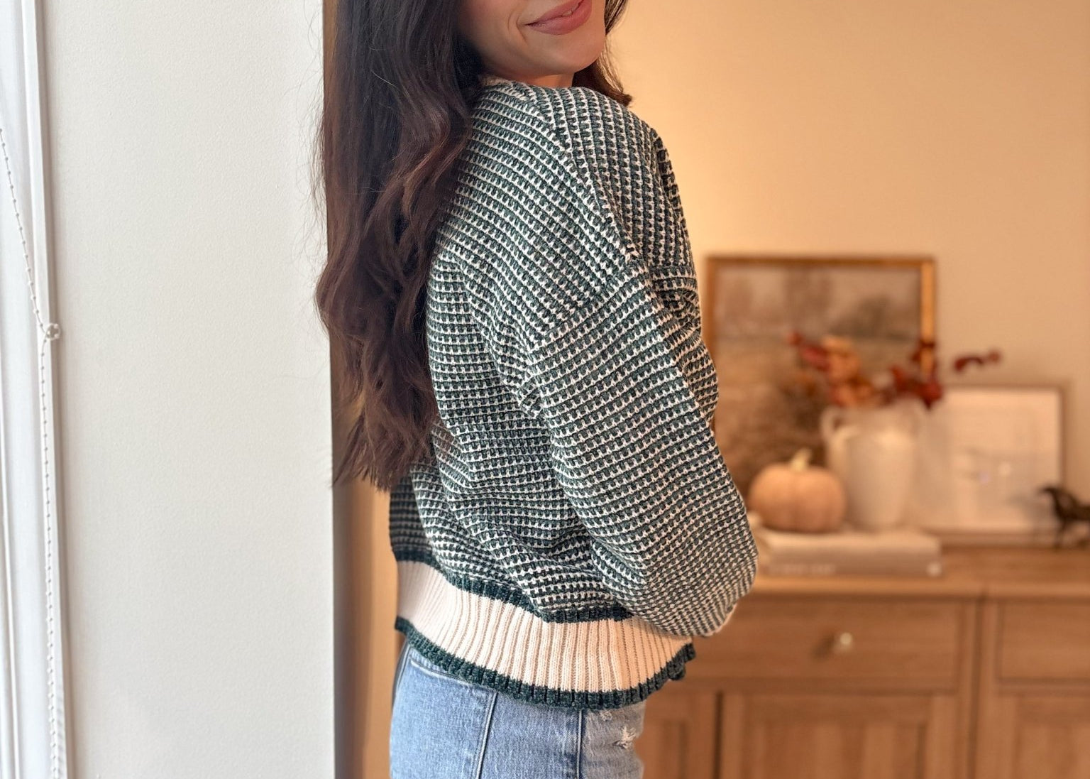 The Imogen Textured Knit Cardigan in Green - Love and Lee Apparel