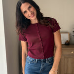 The Bordeaux Short Sleeve Button Down Knit Cardigan - Love and Lee Apparel