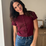 The Bordeaux Short Sleeve Button Down Knit Cardigan - Love and Lee Apparel