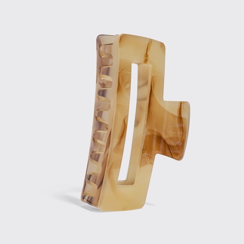 Recycled Plastic Jumbo Open Shape Claw Clip - Chocolate Marble - Love and Lee Apparel
