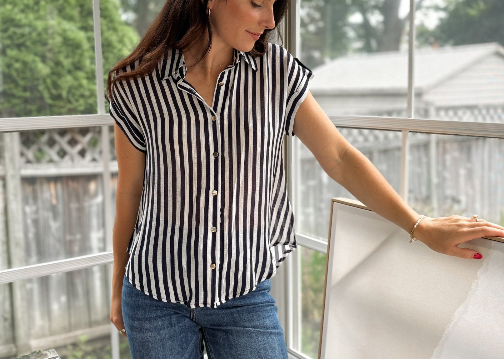 'The Ivy Society' Striped Lightweight Blouse - Love and Lee Apparel