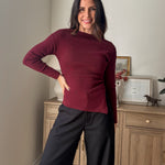 The 'Frosted Cranberry' Boat Neck Dolman Long Sleeve Knit Sweater - Love and Lee Apparel