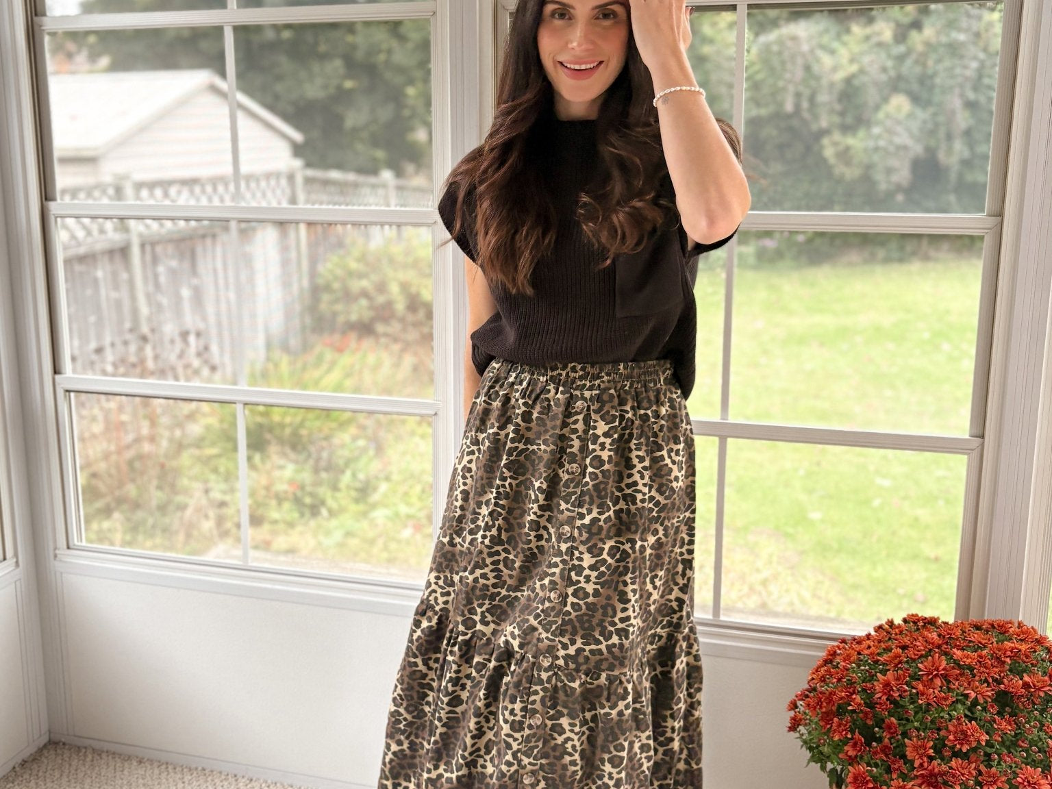 The Eliza Button Down Leopard Printed Midi Skirt - Love and Lee Apparel