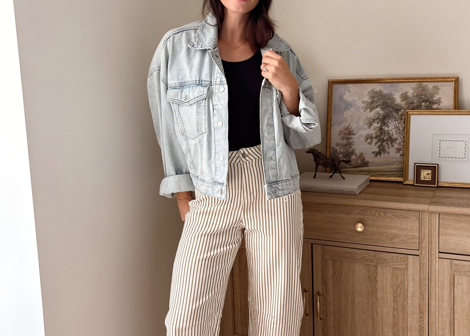 The Cecelia Stripe Cotton Barrel Jeans Casual High Waist Pants - Love and Lee Apparel