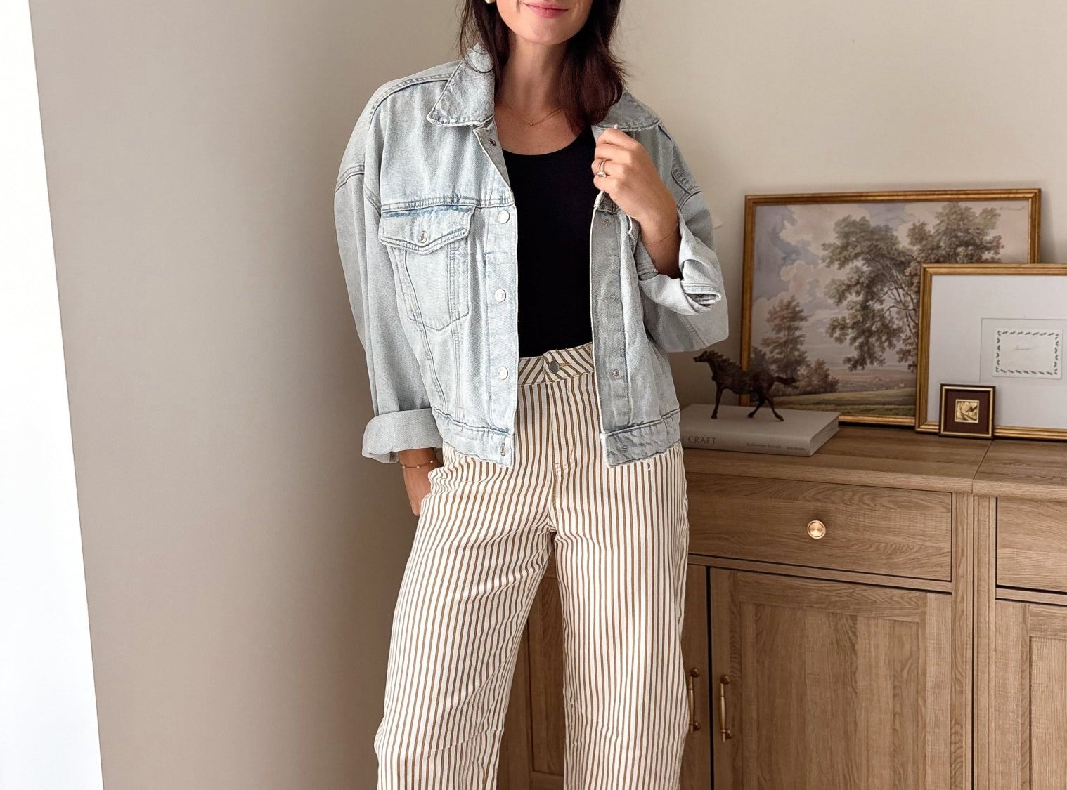 The Cecelia Stripe Cotton Barrel Jeans Casual High Waist Pants - Love and Lee Apparel