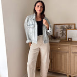 The Cecelia Stripe Cotton Barrel Jeans Casual High Waist Pants - Love and Lee Apparel
