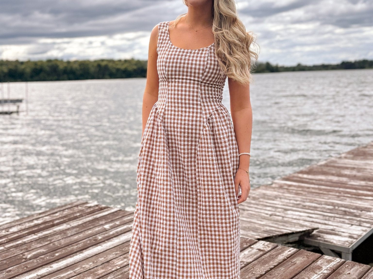 Ophelia Gingham Print Midi Dress - Love and Lee Apparel