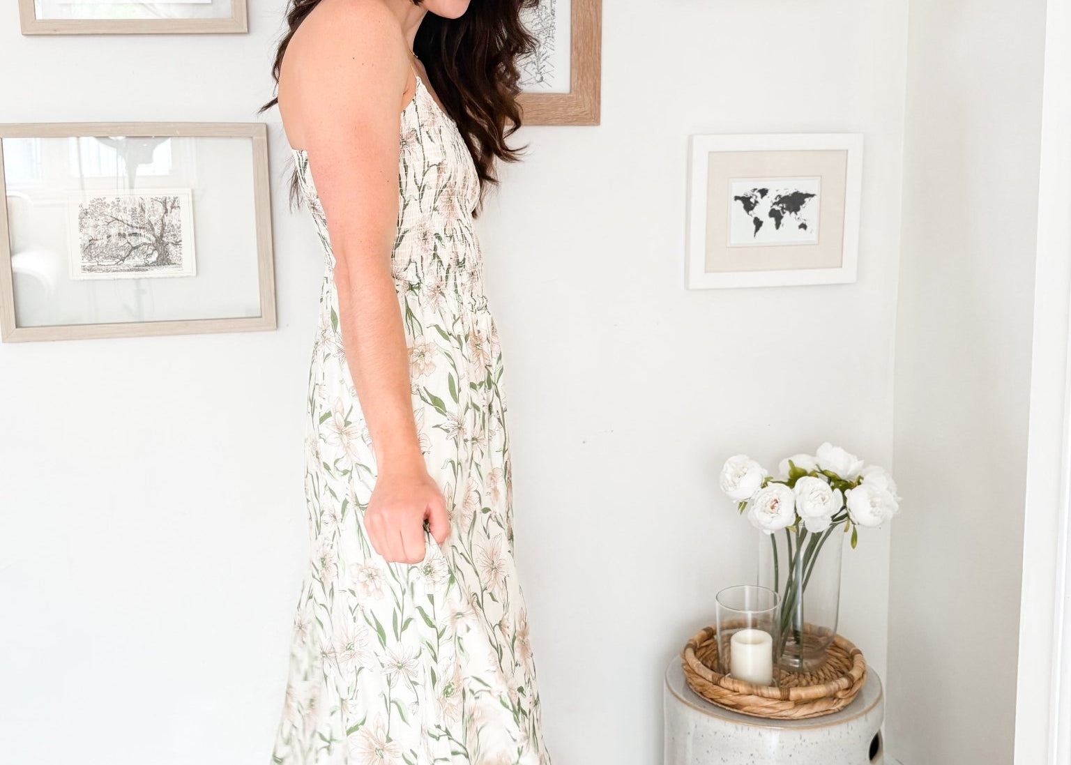 Carlotta Floral Smocked Midi Dress - Love and Lee Apparel