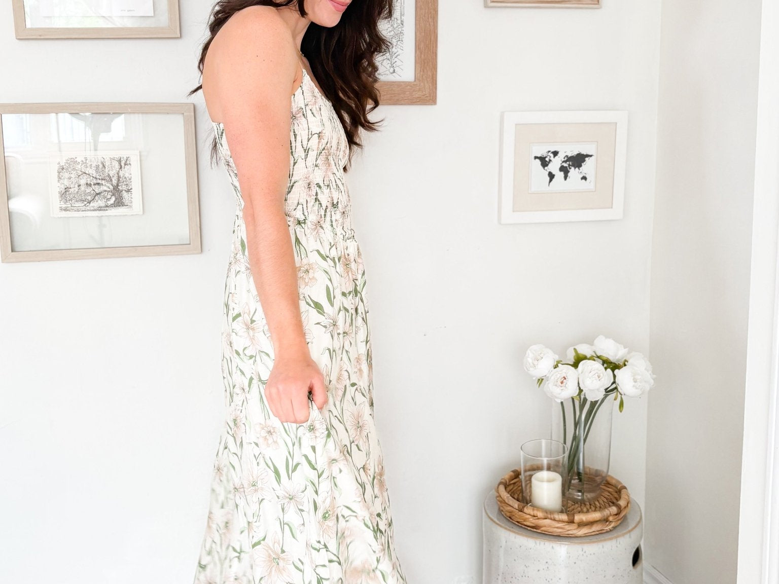 Carlotta Floral Smocked Midi Dress - Love and Lee Apparel