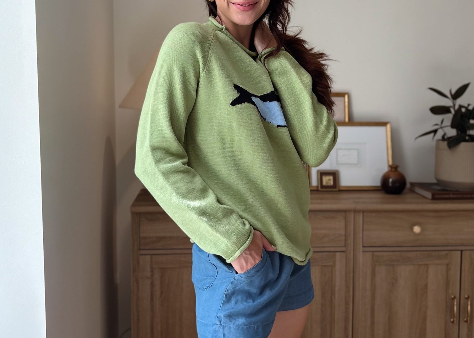 Fish Graphic Long Sleeve Knit Pullover Sweater - Love and Lee Apparel