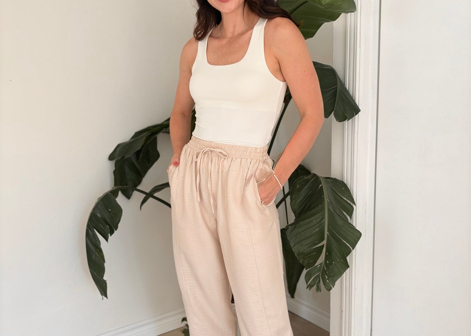 The Maureen Elastic Waist Front Tie Lounge Pants - Love and Lee Apparel