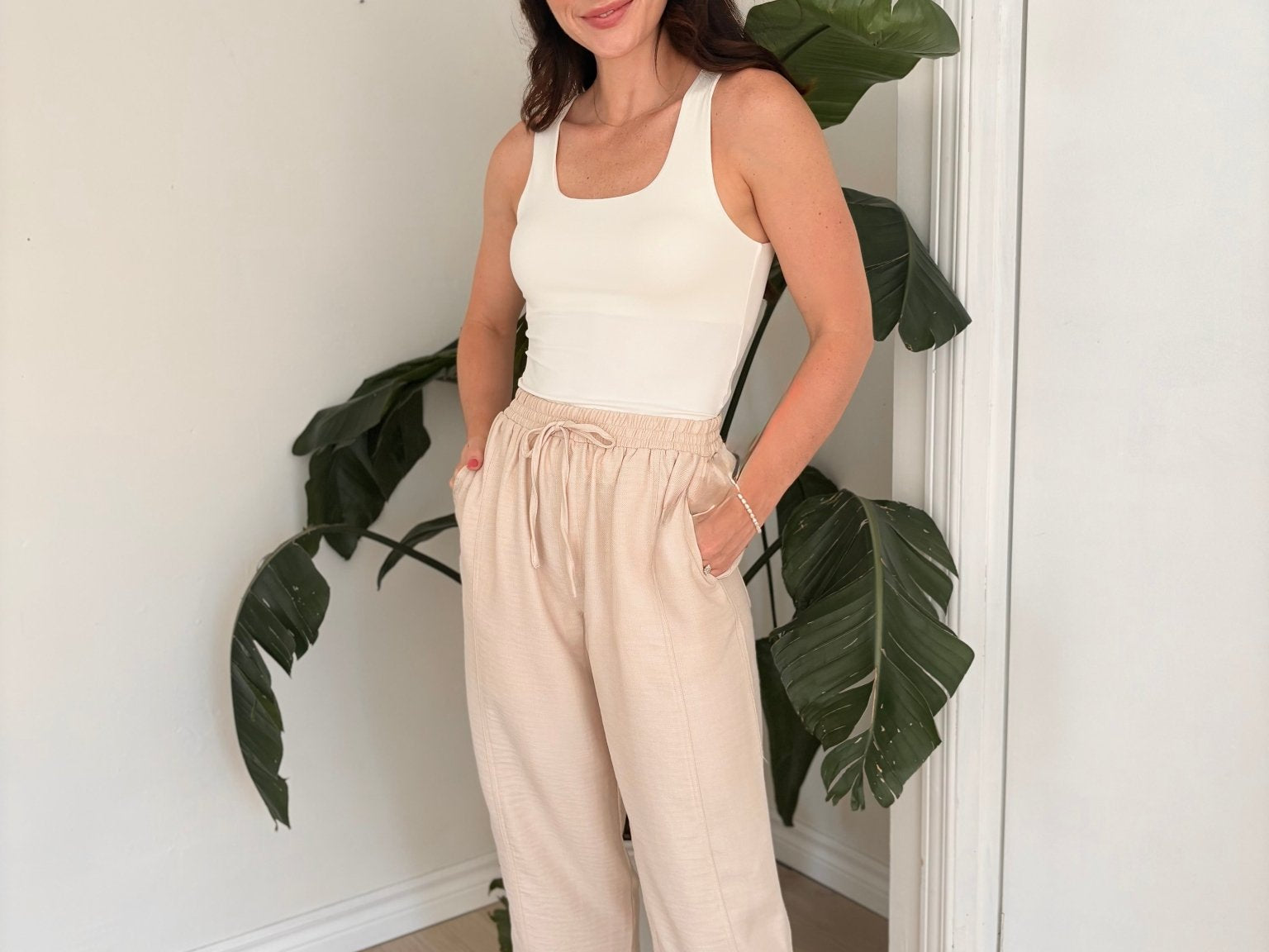 The Maureen Elastic Waist Front Tie Lounge Pants - Love and Lee Apparel