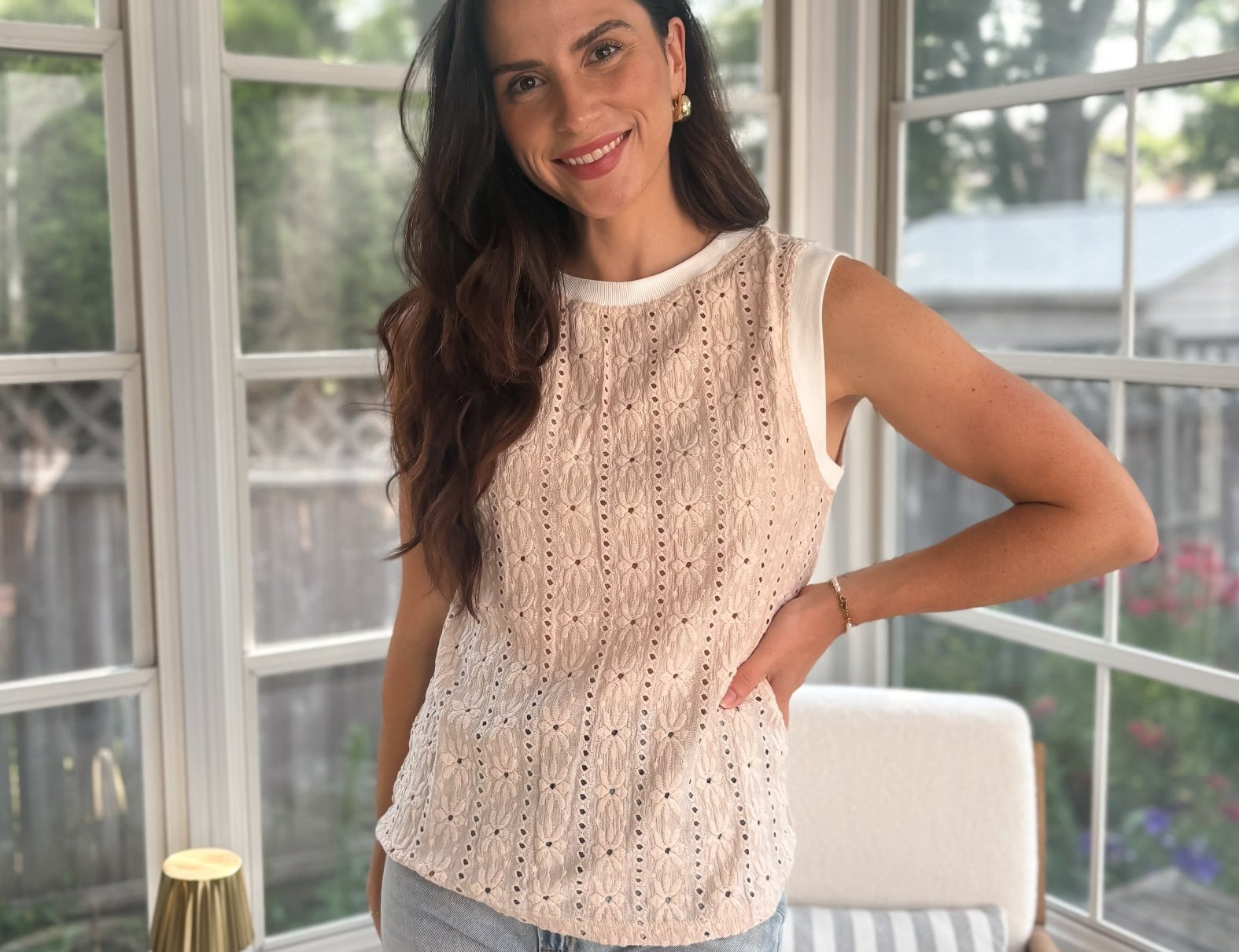 Starlight Eyelet Sleeveless Top - Love and Lee Apparel