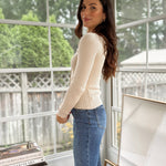 'The Cambridge House' Scoop Neck Button Fitted Ribbed Knit Cardigan - Love and Lee Apparel