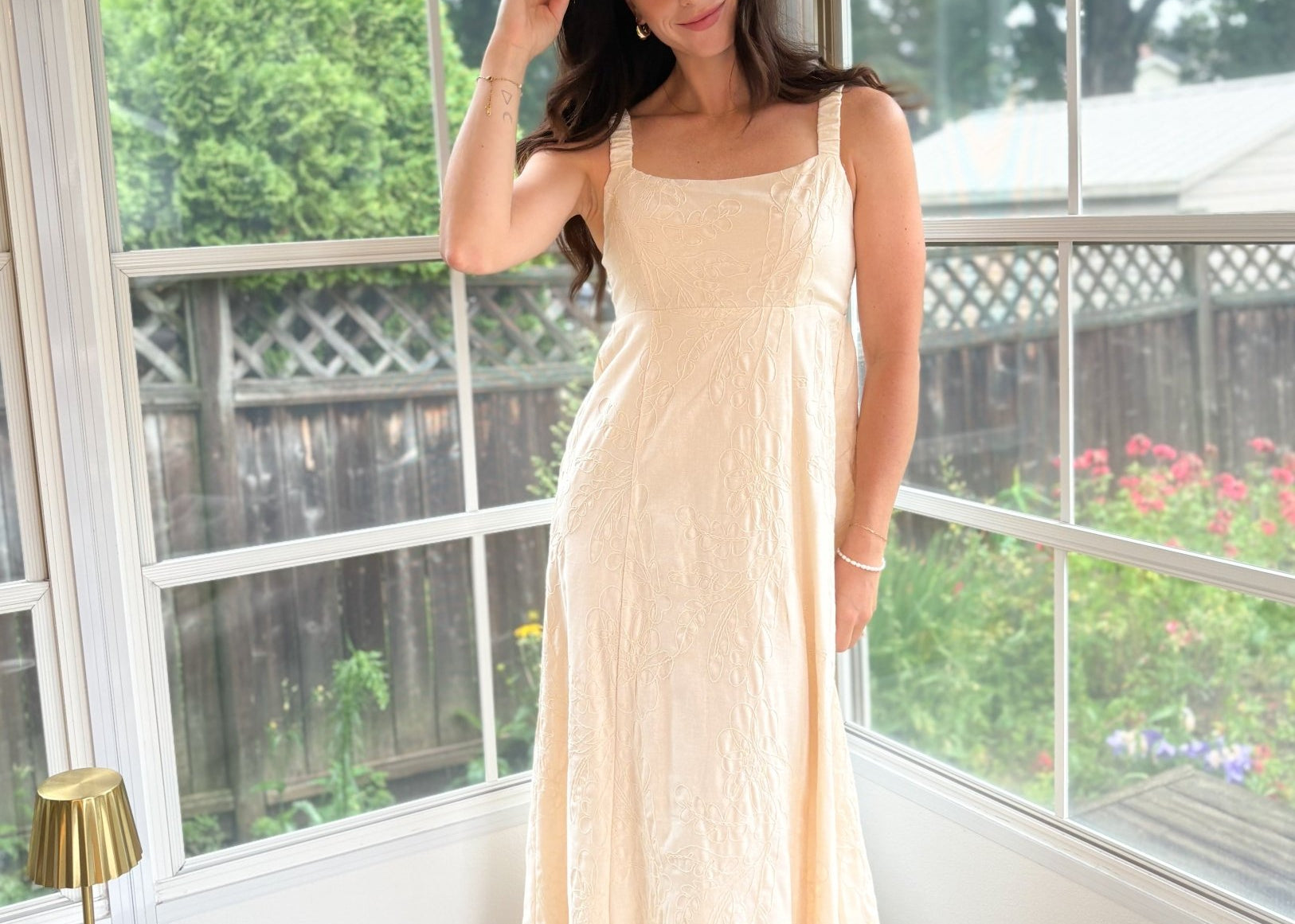 Iris Textured Floral Embroidery Midi Dress - Love and Lee Apparel