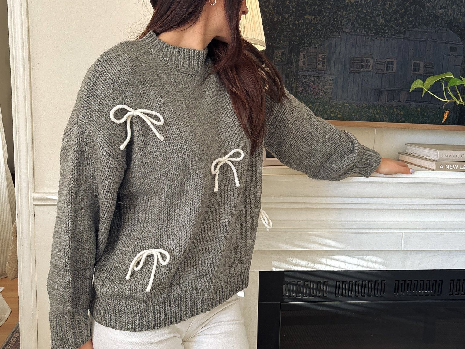 The Naomie Bow Detail Crew Neck Long Sleeve Pullover Sweater - Love and Lee Apparel