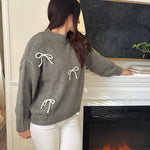 The Naomie Bow Detail Crew Neck Long Sleeve Pullover Sweater - Love and Lee Apparel