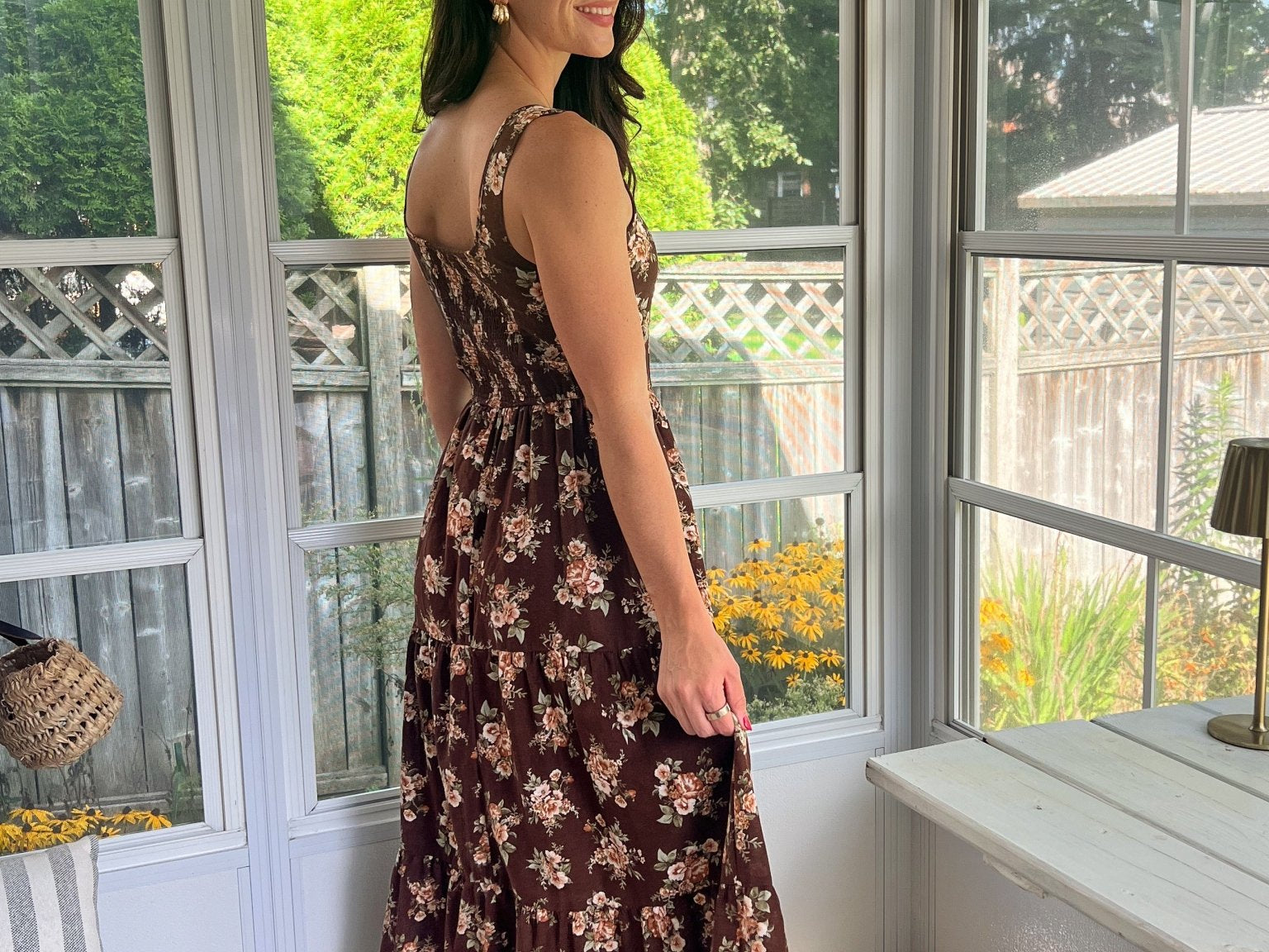 Sloan Floral Front Lace Up Corset Sleeveless Midi Dress - Love and Lee Apparel