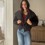 The 'Pumpkin Picking Patch' Quilted Shawl Cropped Puffer Jacket- 2 Colours Available - Love and Lee Apparel