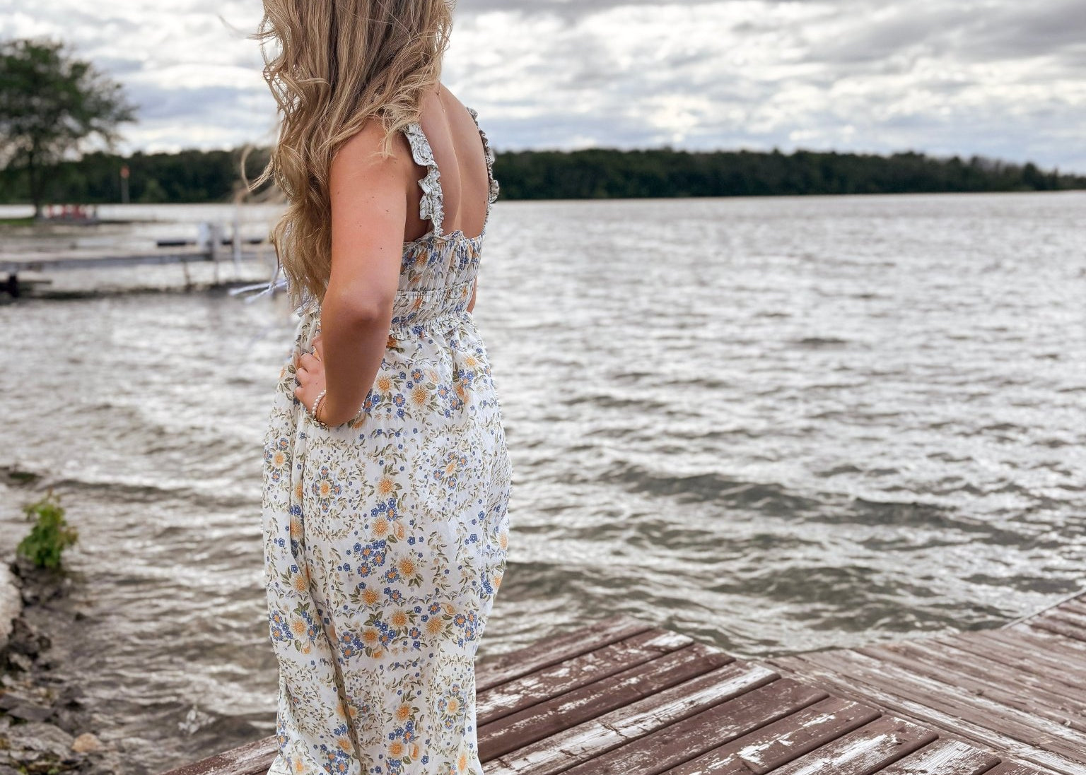 Seaview Border Floral Sleeveless Front Tie Midi Dress - Love and Lee Apparel