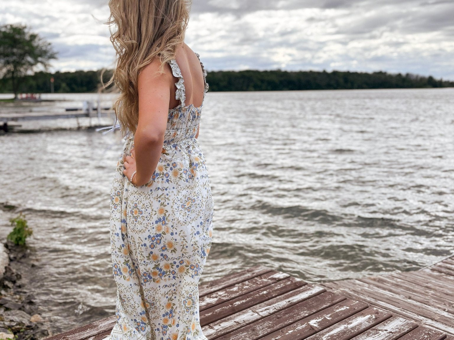 Seaview Border Floral Sleeveless Front Tie Midi Dress - Love and Lee Apparel