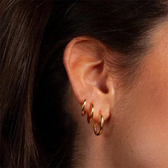 Size Large Basic 20mm Huggie Hoop Earrings - 18K Gold Plated - Love and Lee Apparel