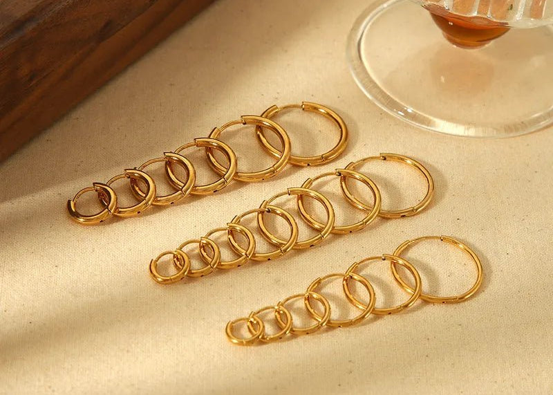 Mini Size Basic 8mm Huggie Hoop Earrings - 18K Gold Plated - Love and Lee Apparel